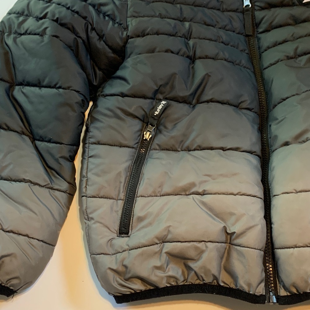 Hurley boys size medium Charcoal Puffer Jacket with Hood - Picture 4 of 7